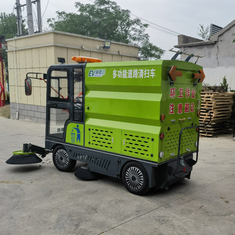 Electric Multifunctional Road Sweeper | Compact Ride-On Street Cleaning Machine