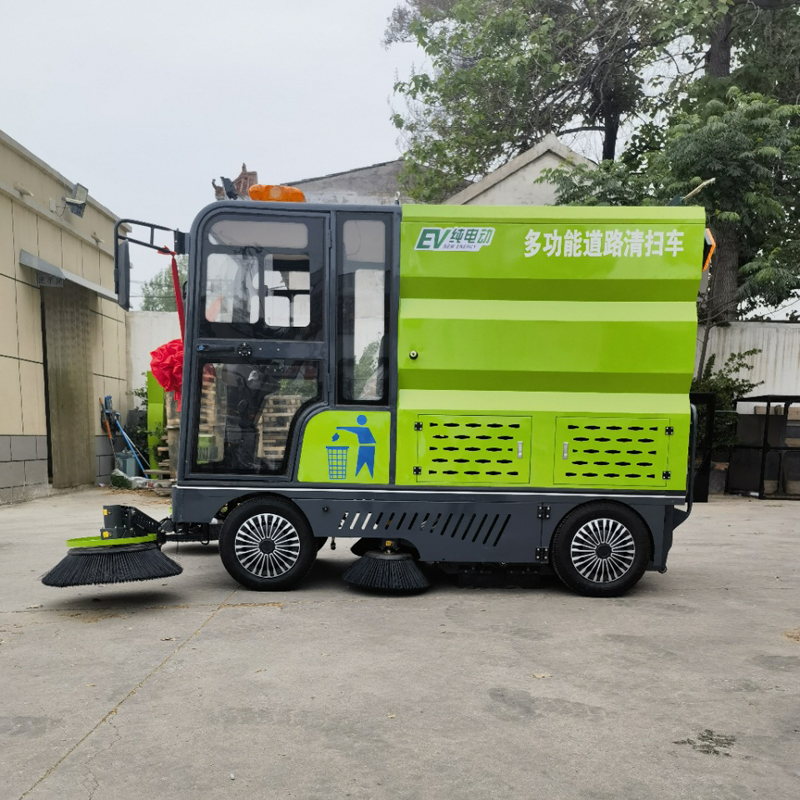 Electric Multifunctional Road Sweeper | Compact Ride-On Street Cleaning Machine