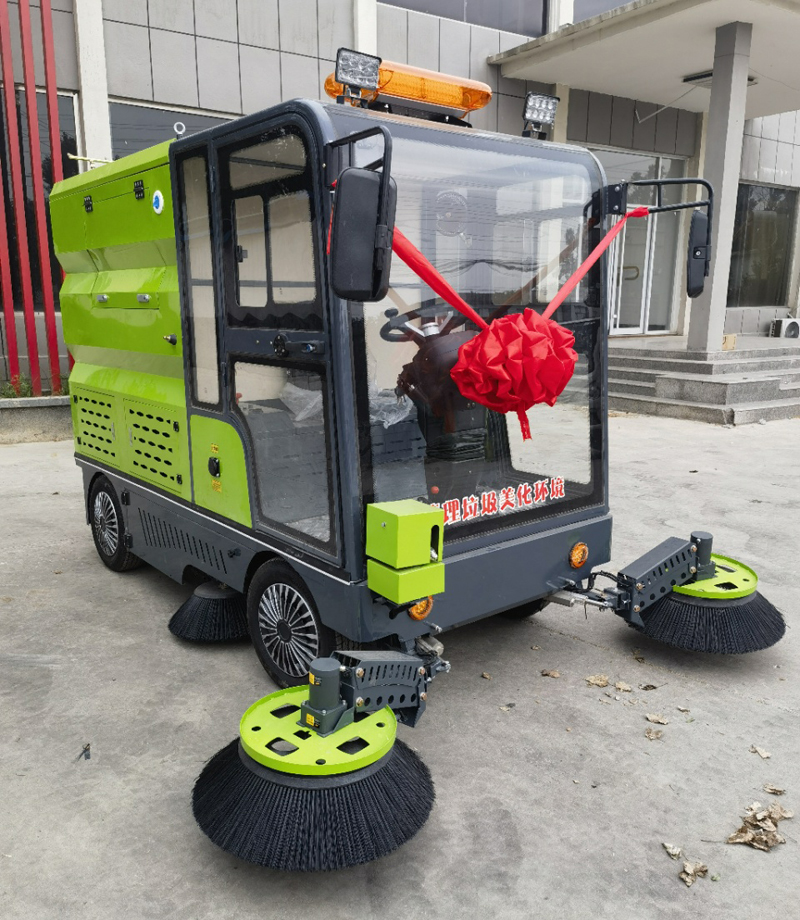 Electric Multifunctional Road Sweeper | Compact Ride-On Street Cleaning Machine