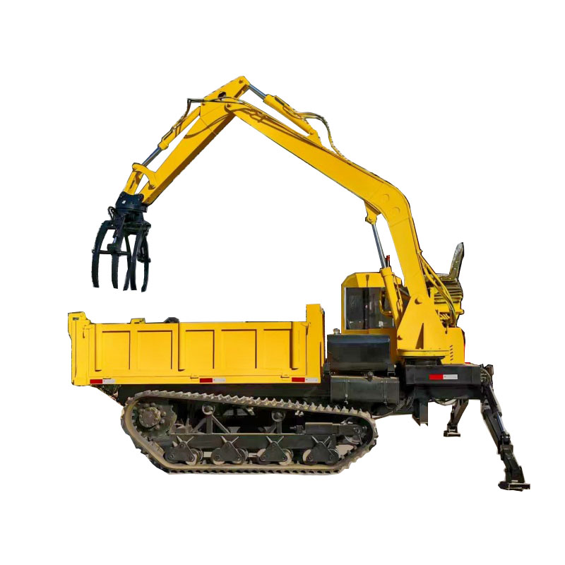 Crawler excavator with floating solid wheel design for multi-functional excavation, loading and transportation