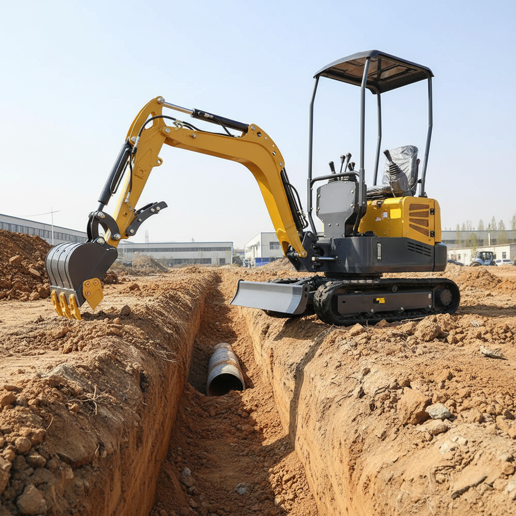 A 1.3-ton mini excavator, equipped with a Kubota engine, is a tracked excavator suitable for farmland improvement and excavation operations.