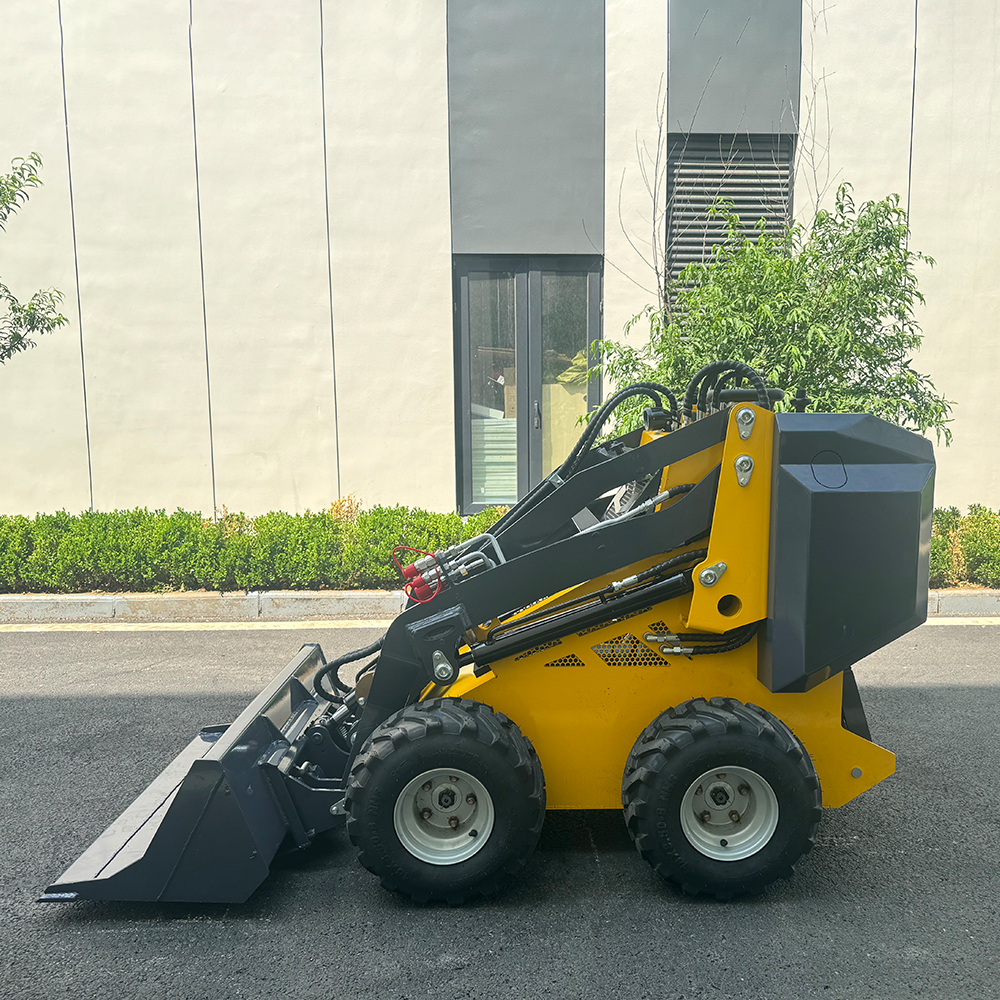 180-500kg Mini Skid Steer Loader | 23HP Wheel Type Compact Loader with Bucket Attachment
