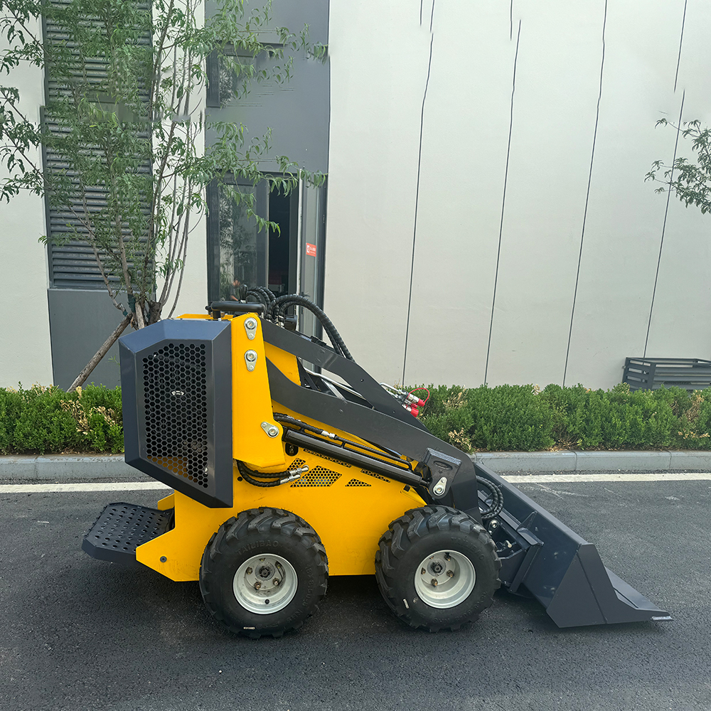 180-500kg Mini Skid Steer Loader | 23HP Wheel Type Compact Loader with Bucket Attachment
