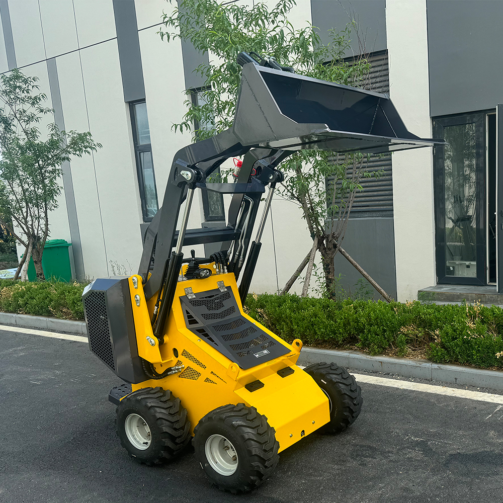 180-500kg Mini Skid Steer Loader | 23HP Wheel Type Compact Loader with Bucket Attachment