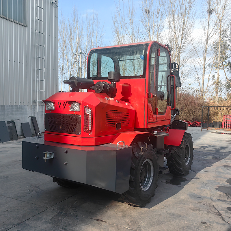 3.5 Ton 4x2 Road Articulated Hydraulic Lift Height 3-7m Diesel All Terrain Forklift Single Stage Mast Seated Operation Cab/Euro5