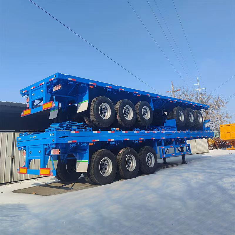 Flatbed Semi-Trailer, Load Capacity ＞30000kg, For Heavy Equipment Transportation, Customizable