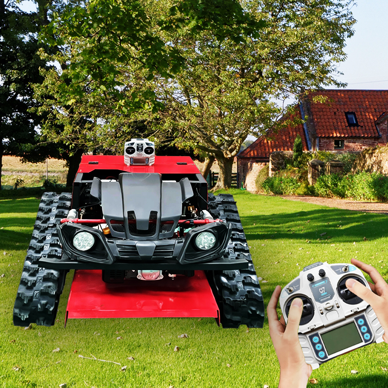 550 Red Remote Control Crawler Grass Cutting Machine