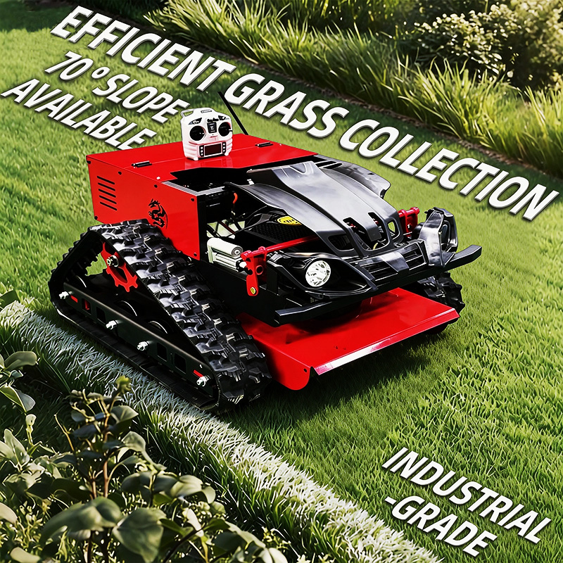 550 Red Remote Control Crawler Grass Cutting Machine